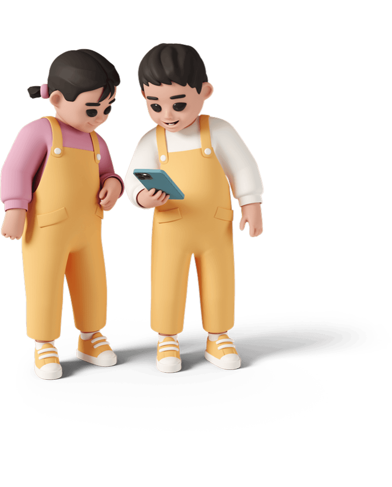 Two children playing a math learning game together on a phone